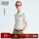 Teenie Weenie小熊女絞花毛針織衫2025秋新款學(xué)院風(fēng)POLO領(lǐng)短袖毛衣 象牙白 S
