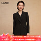 藍地（LANDI）赫本風(fēng)優(yōu)雅通勤西裝外套西服一?？坌奚鞳L女2025春新品 石墨黑 XL