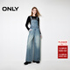 ONLY秋季萊賽爾復古高腰闊腿褲背帶褲牛仔褲女|12437M003 J33 350水洗牛仔藍 M 165/68A