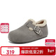 百思圖25冬勃肯鞋雪地靴棉鞋加絨保暖女毛毛鞋單鞋B3047DM5 灰色 36