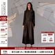 例外（EXCEPTION）新中式女裝新款 秋冬立領(lǐng)中長(cháng)款冷染工藝H型連衣裙 黑色/99 M