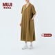 MUJI IDEE 女式 泡泡紗 短袖連衣裙 女裝裙子夏季 GAD53C4S 深米色 均碼 165/88A