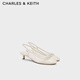 CHARLES&KEITH26春新品網(wǎng)紗蝴蝶結低跟包頭涼鞋單鞋生日禮物CK1-60920418 粉白色Chalk 37 （235）
