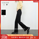 三彩2025冬季新款微喇小黑褲高腰毛邊喇叭褲牛仔長(cháng)褲顯瘦簡(jiǎn)約M