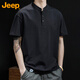 JEEP吉普短袖T恤男士夏季polo襯衫領(lǐng)潮流休閑百搭衣服男裝 黑色 2XL