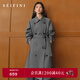 詩(shī)凡黎（‘S EIFINI）【長(cháng)期主義風(fēng)衣】2026春特調新色經(jīng)典雙排扣高級英倫風(fēng)中長(cháng)款外套 灰色長(cháng)款 S