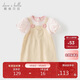 戴維貝拉女童連衣裙兒童假兩件裙子夏裝寶寶泡泡袖童裝