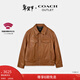 蔻馳（COACH）【新年禮物】奧萊男士男裝皮革TRUCKER夾克外套戶(hù)外 橙紅色 M