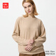 優(yōu)衣庫女裝柔軟針織搖粒絨圓領(lǐng)套頭衫/長(cháng)袖抓絨衛衣T恤479609 32 深米色 M