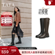 他她（TATA）明星同款超模靴騎士靴秋冬大筒圍長(cháng)靴加絨女靴7TGA1DG4 7TGA1DG4黑色（銀色清冷扣） 38