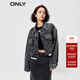 ONLY秋冬時(shí)尚翻領(lǐng)寬松短款做舊牛仔外套女|123354008 J09 深牛仔灰色 155/76A/XS