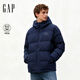 蓋璞（GAP）男裝2025秋季新款logo寬松連帽泡芙羽絨服百搭簡(jiǎn)約外套 海軍藍 M (170/92A)亞洲尺碼 【偏大，建議拍小一碼】
