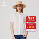 哈吉斯（HAZZYS）女裝 夏季新款女士立領(lǐng)鏤空花邊短袖襯衫女ATCSK1CBK51 白色WT M (160/84A 38)