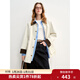 獨束大碼女裝2025新款春季撞色抽繩一手長(cháng)風(fēng)衣復古收腰顯瘦外套女 米灰色 XL (尺碼：3)