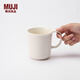MUJI炻瓷 馬克杯 水杯杯子 桌面 帶把手 咖啡杯 家用 白色 L 490ml