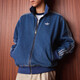 阿迪達斯（adidas）三葉草男裝2026春季新款夾克復古立領(lǐng)運動(dòng)服三條紋寬松仿牛仔外套 KD1517 M