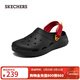 斯凱奇（Skechers）洞洞鞋男踩屎感透氣舒適休閑外穿沙灘鞋243311 黑色/紅色/BKRD 41