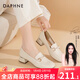達芙妮官方單鞋女2025春夏新款樂(lè )福鞋女低跟時(shí)尚淑女穆勒鞋通勤百搭女鞋 米白色（珍珠水鉆款） 36