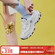 斯凱奇（Skechers）女鞋秋冬小白熊休閑鞋子厚底增高百搭運動(dòng)軟底老爹鞋99999863 白色/海軍藍色/WNV 36