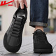 回力（Warrior）男鞋春季皮面大頭皮鞋平底運動(dòng)板鞋軟底寬楦赤足休閑鞋免系帶 黑色 42