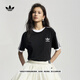 adidas三條紋修身純棉運動(dòng)上衣圓領(lǐng)短袖T恤男女夏阿迪達斯三葉草 黑色   S