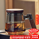 憶壺茶（YIHUTEA）茶杯玻璃綠茶泡茶杯男士家用加厚耐高溫茶水分離帶把手茶道水杯子 【水中見(jiàn)山峰】青純山底杯500ml