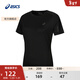 亞瑟士ASICS運動(dòng)T恤女子舒適透氣上衣反光夜跑短袖 2012C833-001 黑色 L