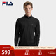 FILA 斐樂(lè )官方男子針織長(cháng)袖衫冬季新款時(shí)尚休閑半拉鏈基礎長(cháng)T 正黑色-BK XL 180/100A/XL