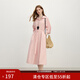 范思藍恩A字長(cháng)款寬松襯衫連衣裙女夏季2025新款七分袖系帶收腰裙子2751 桃粉色 S
