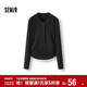 森馬（Semir）長(cháng)袖T恤女短款發(fā)熱抓絨假兩件2025冬亨利領(lǐng)緊身衣服109725101003