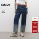 ONLY2025夏季新款高腰漸變寬松直筒褲七分褲牛仔褲女|12526I002 J34 390漸變牛仔洗水 M M標準褲長(cháng)