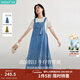 茵曼（INMAN）【商場(chǎng)同款】牛仔背帶裙2026夏季女裝新品萊賽爾棉綁帶連衣裙 牛仔藍 XL