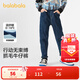 巴拉巴拉童裝兒童褲子男童長(cháng)褲秋冬裝寶寶直筒褲加絨時(shí)尚潮酷 牛仔深藍88301 150