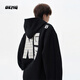 OEMG 美式刺繡連帽衛衣男士秋冬季加絨加厚保暖高級感潮牌上衣外套 WY888黑色 常規 【高品質(zhì)】 XL [建議110-130斤]