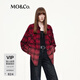 MO&Co.襯衫2025秋新品棉質(zhì)黑紅格紋做舊漸變色輕搖滾風(fēng)MBE3SHTT03新年紅 紅黑格色 M /165