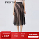PORTS寶姿春夏新款女裝時(shí)尚印花半身裙百褶裙LM8S065KCP002 黑色 XS (2)