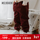 Milkbarn兒童燈芯絨外套男女童外出衣服寶寶秋季保暖童裝 漿果紅色（長(cháng)褲） 100 cm