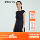 PORTS寶姿商場(chǎng)同款新品女裝氣質(zhì)純色修身短袖連衣裙LL8N021RWE005 丈青 L (8)