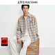 太平鳥(niǎo)男裝 【商場(chǎng)同款】潮流美式格紋長(cháng)袖寬松襯衫男B2CHF4127 糖稀色1 M