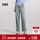 森馬（Semir）森柔牛仔|牛仔褲女抓毛闊腿褲街頭個(gè)性冬季寬松長(cháng)褲103724124001B