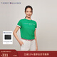 Tommy Hilfiger春夏女裝純棉休閑字母印花潮流多色圓領(lǐng)打底針織短袖上衣T恤 綠色L4B M （推薦：110-120斤）