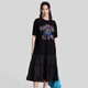 幻走（MOVEUP）2026春季新款.FUN系列圓領(lǐng)趣味印花荷葉邊針織連衣裙 黑色 S