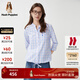 暇步士（Hush Puppies）女裝春新款清新藍白格紋七分袖抽繩襯衫女 368藍白 L