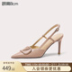 Lily Wei【郁金香】氣質(zhì)名媛高跟鞋包頭裸色溫柔風(fēng)涼鞋小碼情人節禮物 裸色【跟高8cm】 35