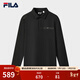 FILA 斐樂(lè )官方男子針織長(cháng)袖POLO衫冬季新款時(shí)尚休閑基礎上衣 正黑色-BK L 175/96A/L