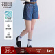 Teenie Weenie【天絲萊賽爾】小熊女裝休閑簡(jiǎn)約夏季高腰短褲牛仔褲 中藍色 M (165)