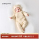 babylove新生兒連體衣秋冬款夾棉保暖初生兒寶寶哈衣爬服和尚服嬰兒衣服