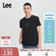 Lee標準版小logo索羅娜涼感男圓領(lǐng)短袖T恤休閑潮流LMT008141202 黑色 M