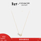 蔻馳（COACH）【新年禮物】【專(zhuān)享直降】奧萊女士項鏈設計感高級感禮物 雙縫愛(ài)心吊墜項鏈