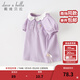 戴維貝拉（DAVE＆BELLA）兒童t恤夏裝新款女童POLO衫中大童上衣洋氣花邊領(lǐng)衣服童裝 煙紫色【現貨】 110 cm（建議身高100-110cm）